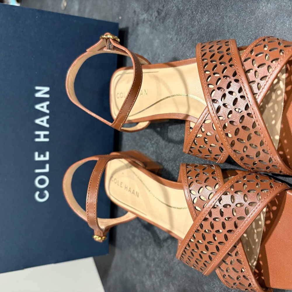 Cole Haan Women's Sz. 7.5 B PATIE Brown Sandals Dress Sandals Dress Leather